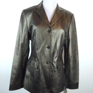 NWT Jones New York bronze leather jacket blazer 10